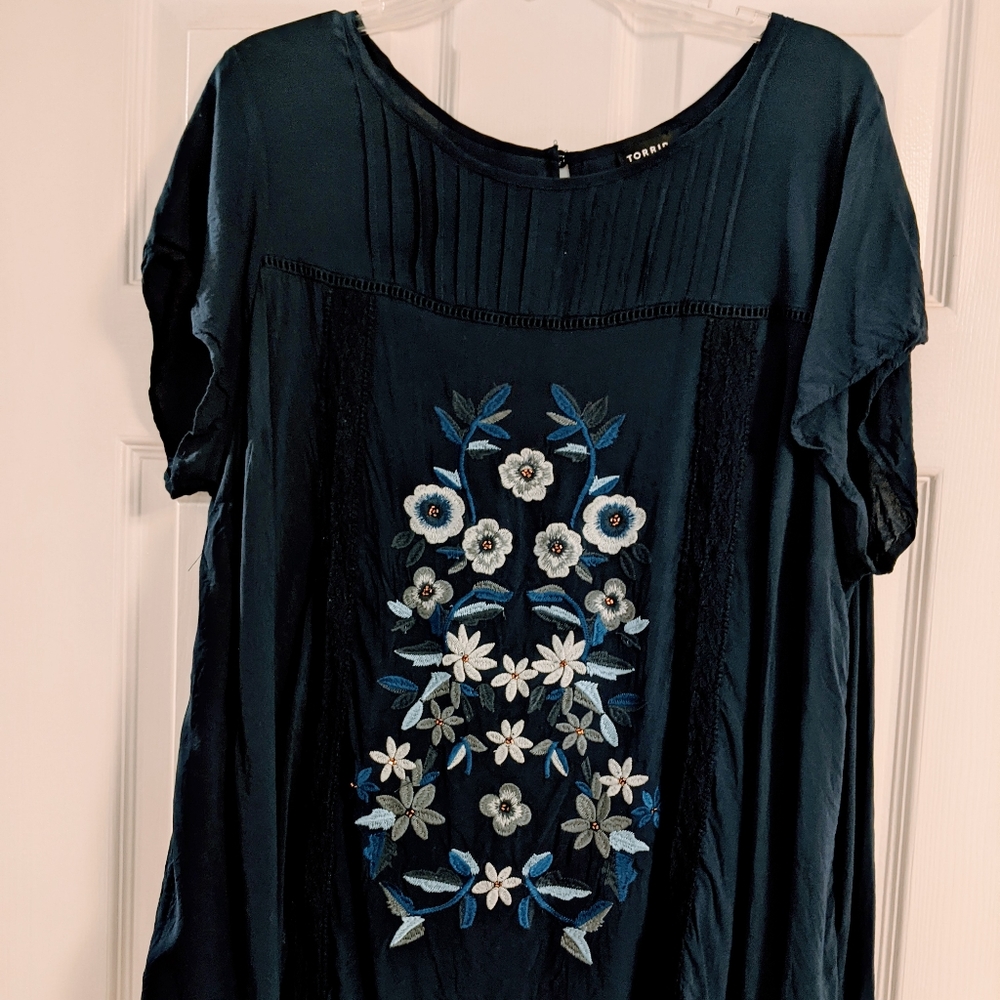 Torrid Navy Floral Blouse